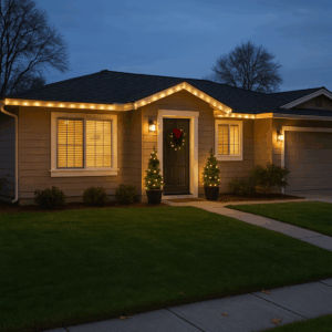 House in December with Fescue Lawn