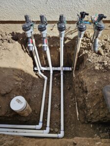 Irrigation valves being installed